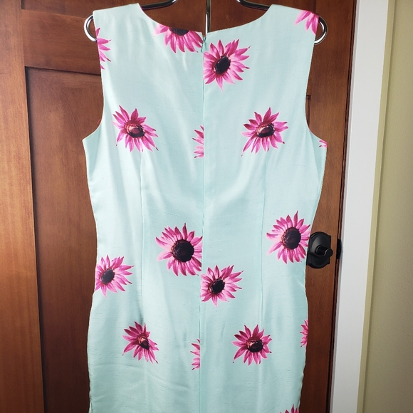 Palest Turquoise Silk Sheath Dress w/ Cardigan - Picture 6 of 11